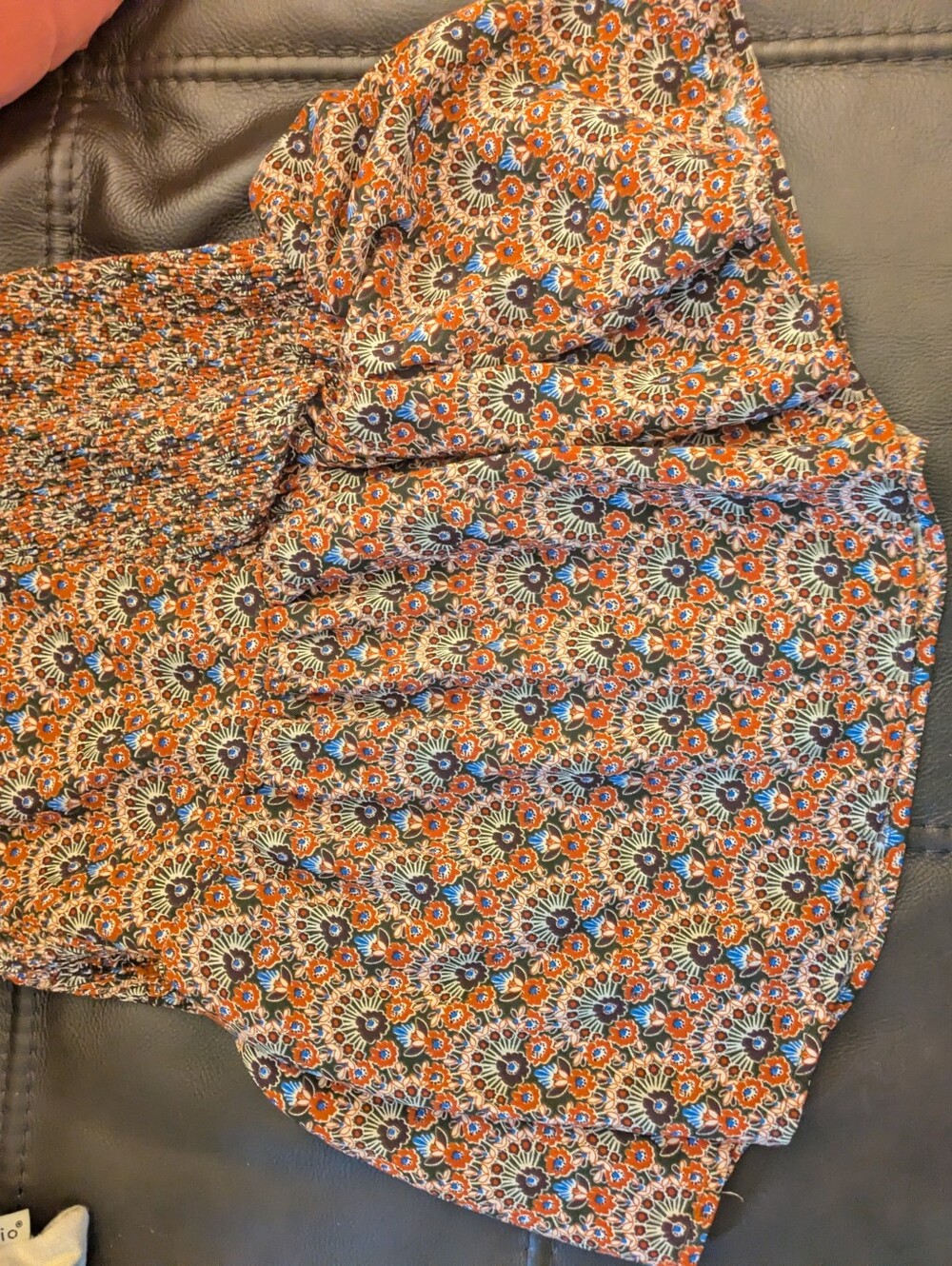 Floral Printed Puff skirt p in Orange, Brown & Blue